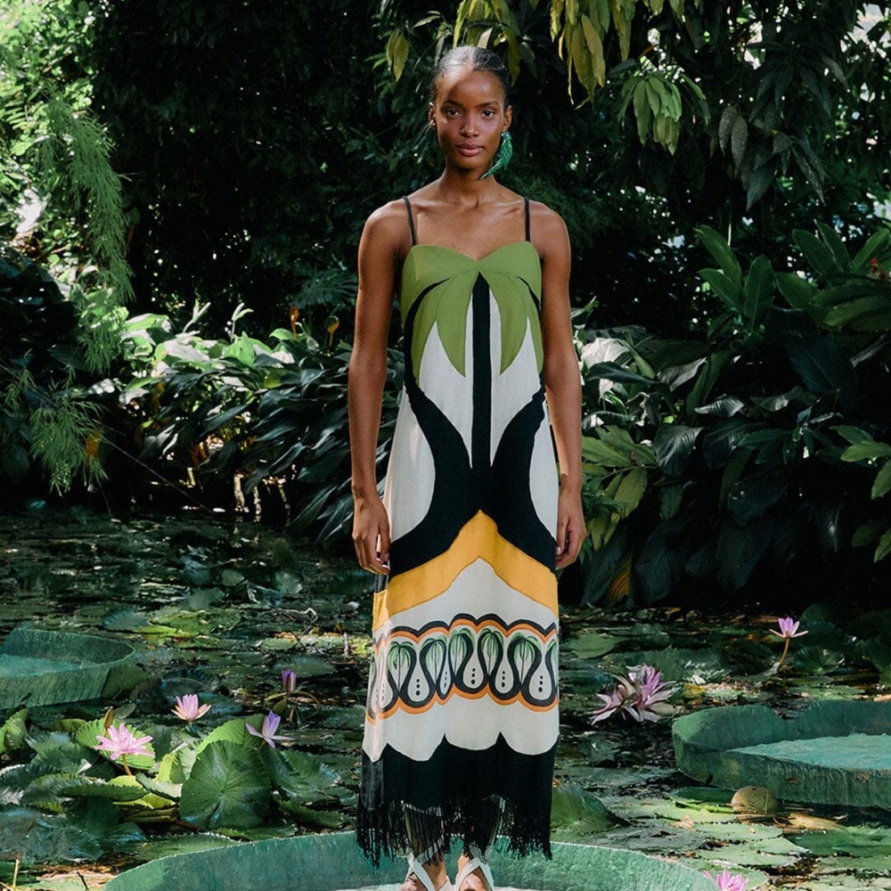 FARM Rio Tropical Green and Yellow Maxi Dress